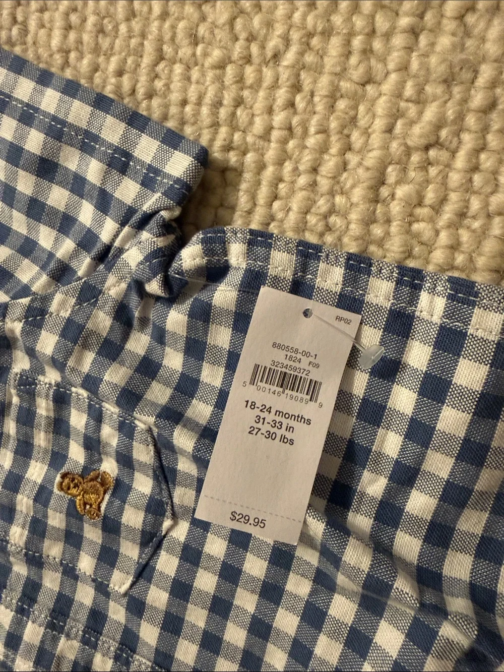 GAP Blue and White Gingham Button-Front One-Piece